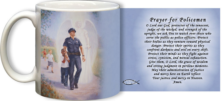 The Protector: Police Guardian Angel Mug with Prayer for Policemen