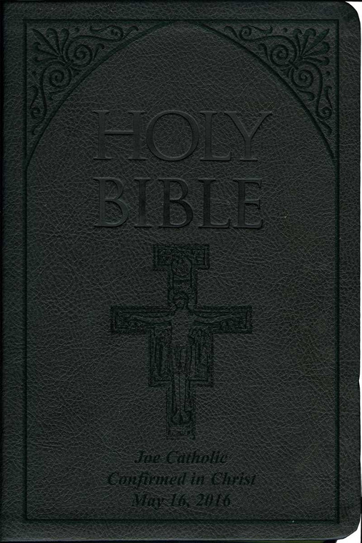 Laser Embossed Catholic Bible with San Damiano Cover - Black NABRE