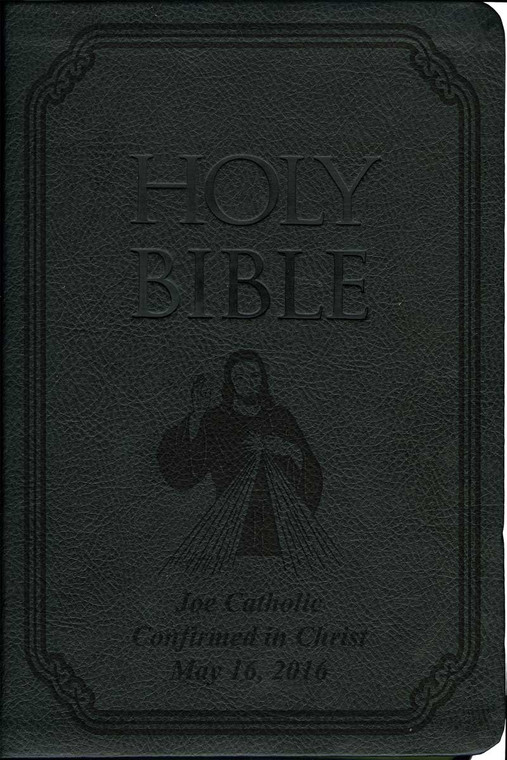 Laser Embossed Catholic Bible with Divine Mercy Cover - Black NABRE