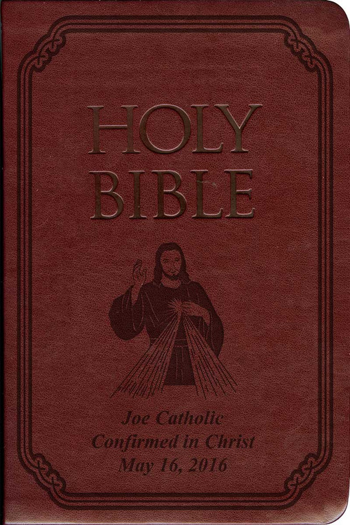 Laser Embossed Catholic Bible with Divine Mercy Cover - Burgundy NABRE