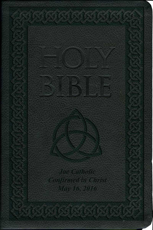 Laser Embossed Catholic Bible with Celtic Knot Cover - Black NABRE