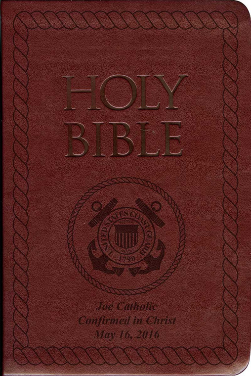 Laser Embossed Catholic Bible with Coastguard Cover - Burgundy NABRE