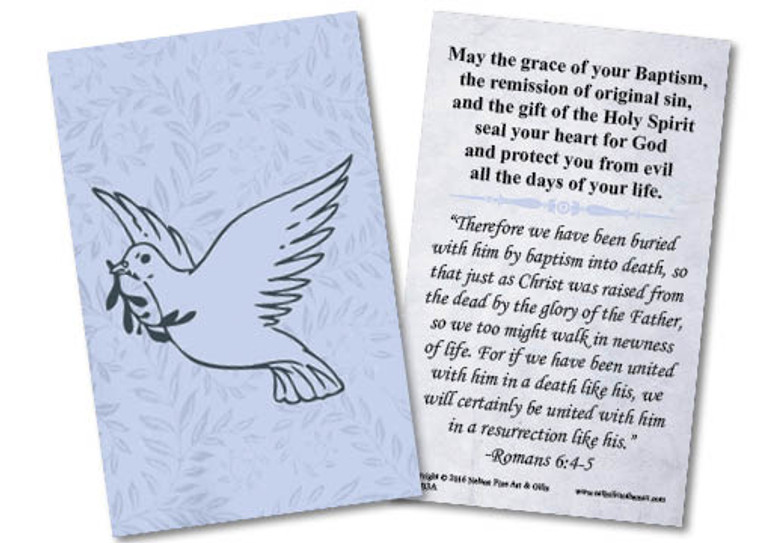 Dove Baptism Holy Card Dove Baptism Holy Card