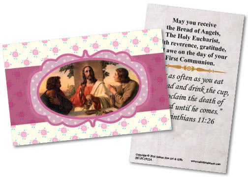 Young Lady's First Communion Holy Card