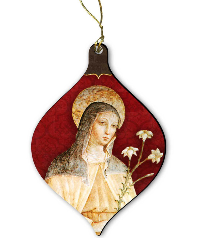 St. Clare (Red) Wood Ornament