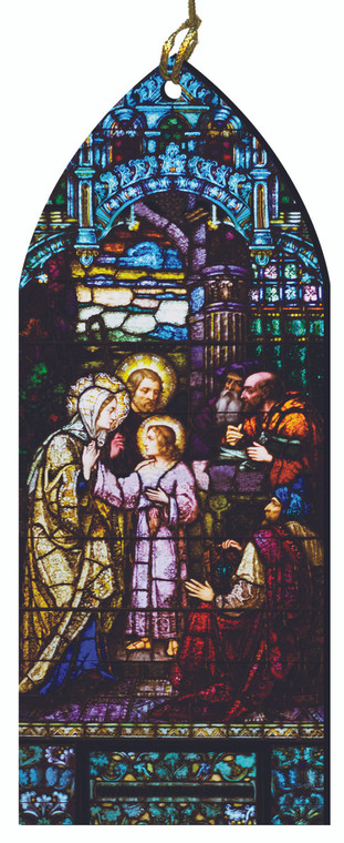The Finding of the Child Jesus Stained Glass Wood Ornament
