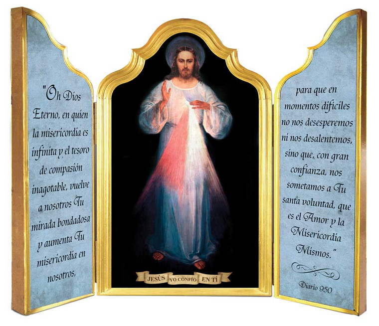 Spanish Divine Mercy Vilnius Original Triptych Plaque