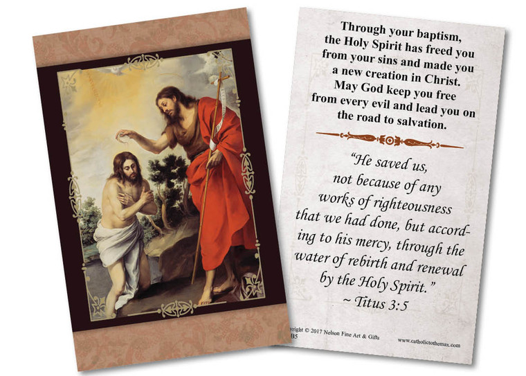Baptism in the Jordan Baptism Holy Card