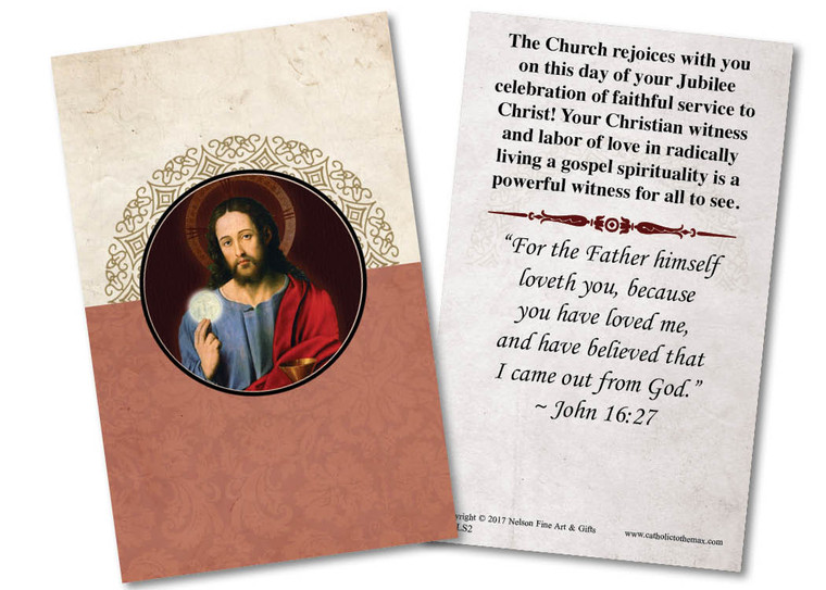 Christ Holding Eucharist Jubilee Holy Card