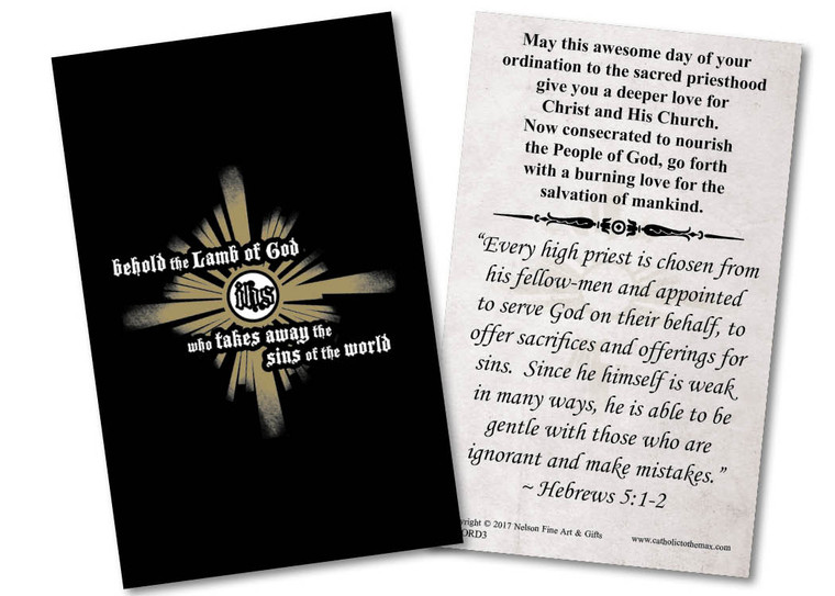 Behold the Lamb of God Ordination Holy Card