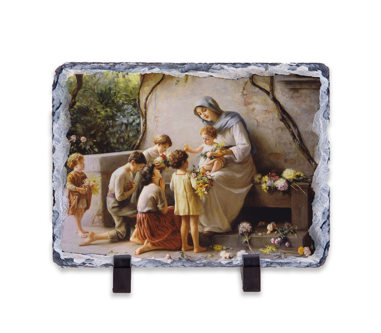 Adoration (Mary and Jesus with Children) by Giuseppe Magni Horizontal Slate Tile