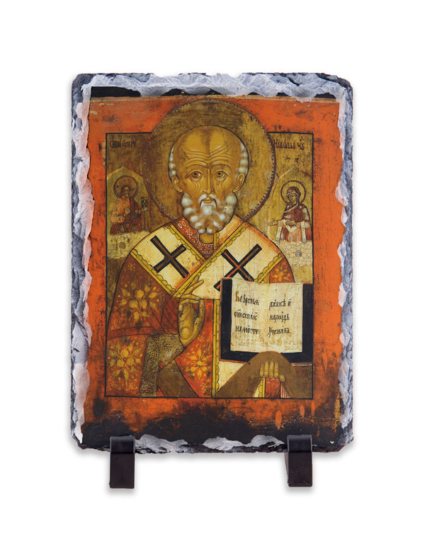 St. Nicholas (Greek Icon) Vertical Slate Tile