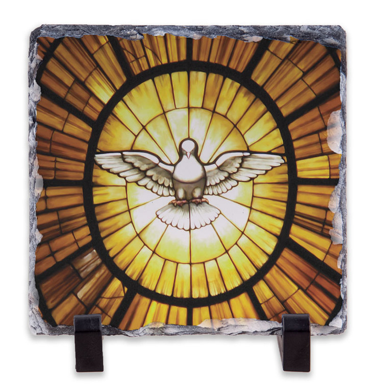 Stained Glass Dove Square Slate Tile