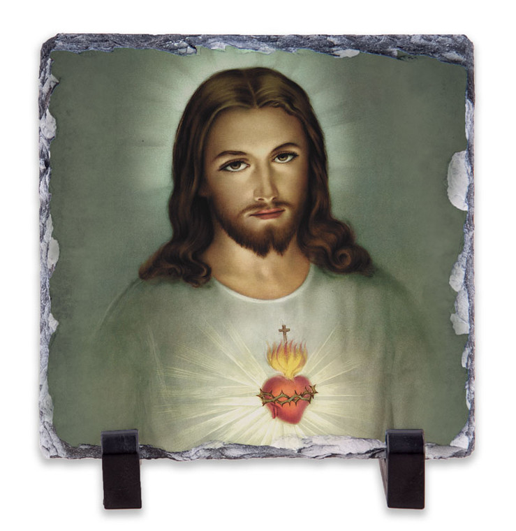 Traditional Sacred Heart of Jesus Square Slate Tile Traditional Sacred Heart of Jesus Square Slate Tile