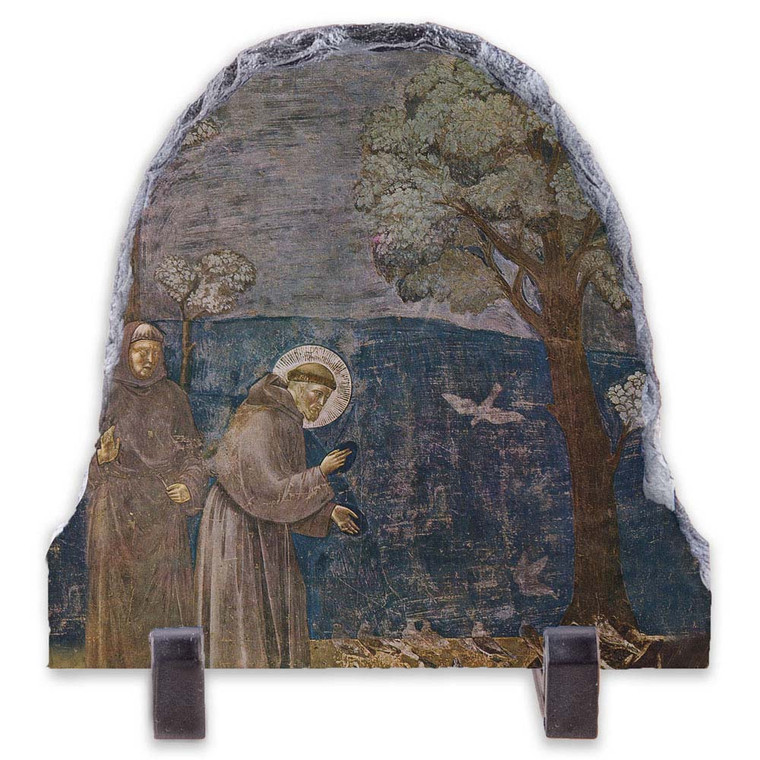 St. Francis with Birds Arched Slate Tile