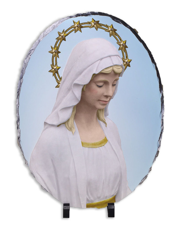 Our Lady of Good Help Oval Slate Tile