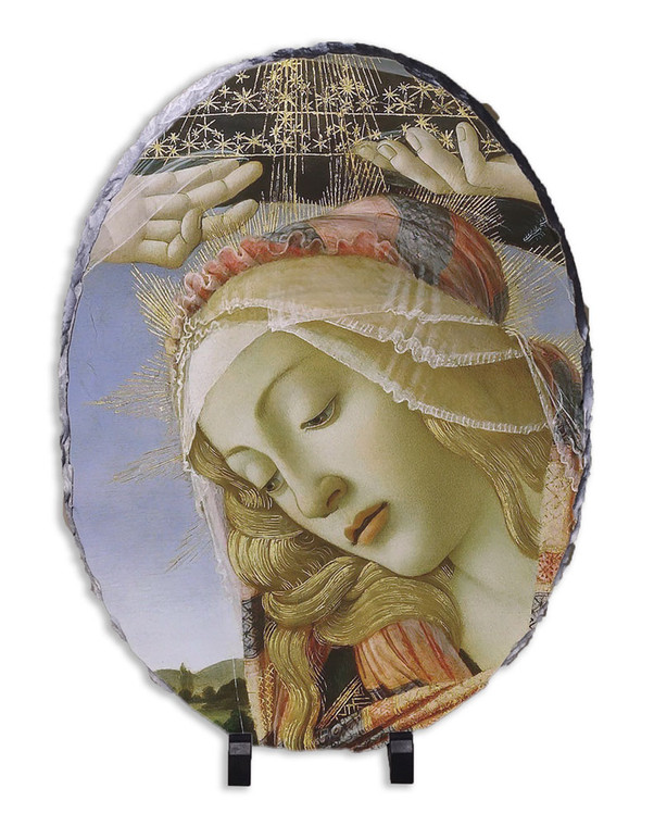 Madonna of the Magnificat (Detail) Oval Slate Tile