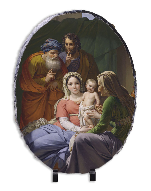 Holy Family with Grandparents Joachim and Anne Oval Slate Tile