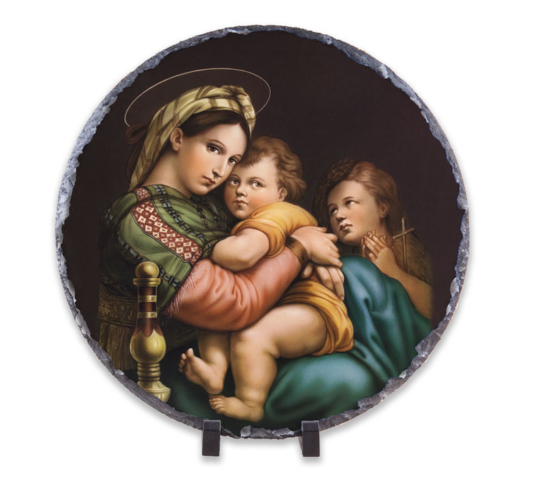 Madonna della Seggiola (Madonna of the Chair) Round Slate Tile