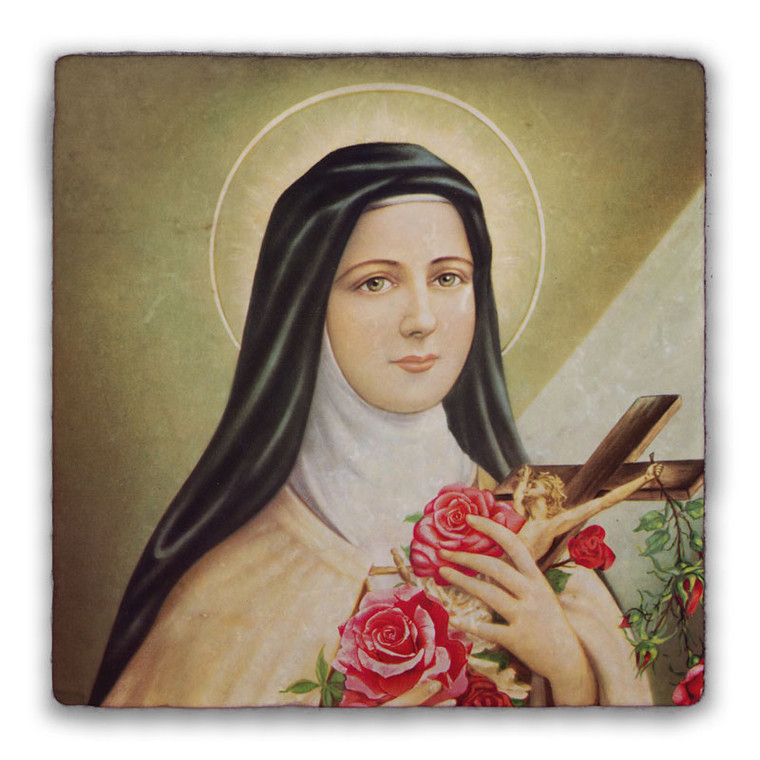 St. Therese of Lisieux Square Tumbled Stone Tile