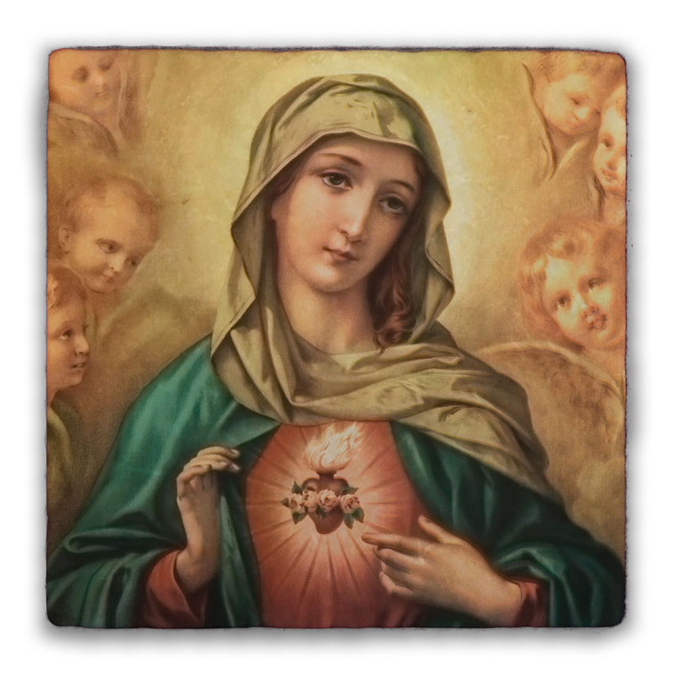 Immaculate Heart of Mary Square Tumbled Stone Tile