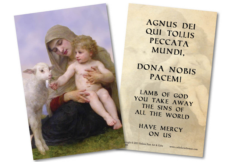 Madonna, Child, and Lamb Holy Card