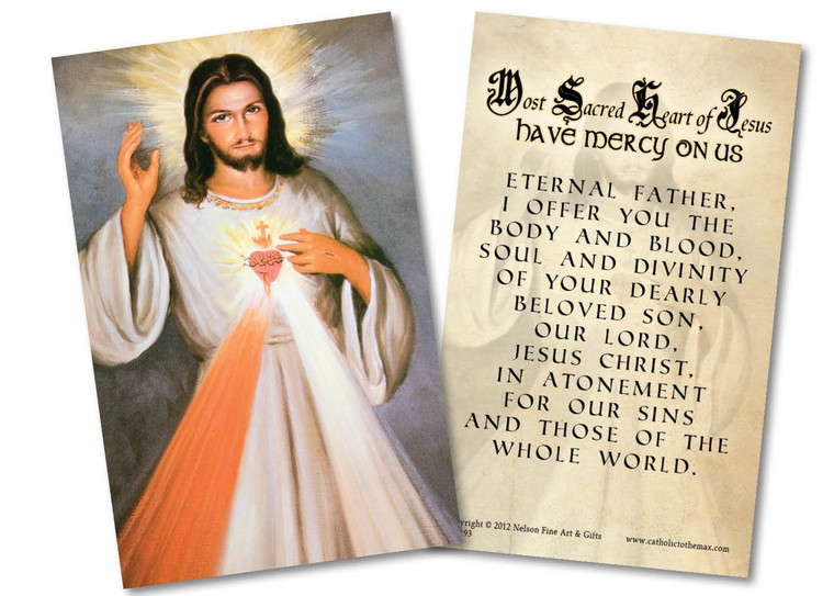 Divine Mercy with Sacred Heart Detail Holy Card