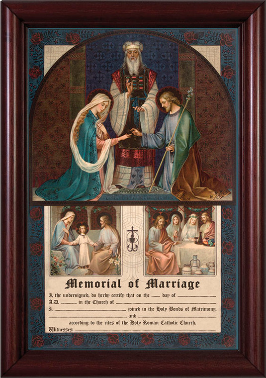 Wedding of Joseph and Mary Memorial of Marriage Cherry Framed