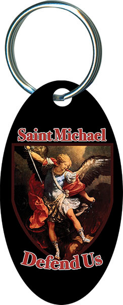 St. Michael Defend Us Oval Keychain