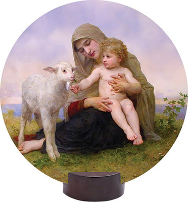 Madonna, Child, and Lamb Round Desk Plaque