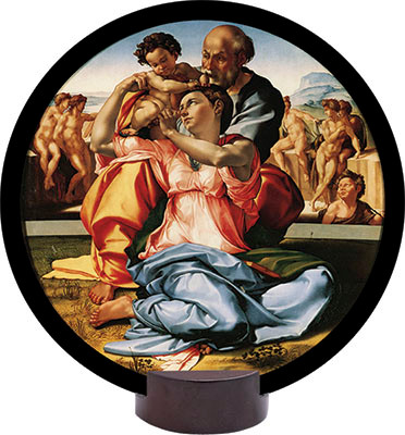 Holy Family by Michelangelo Round Desk Plaque