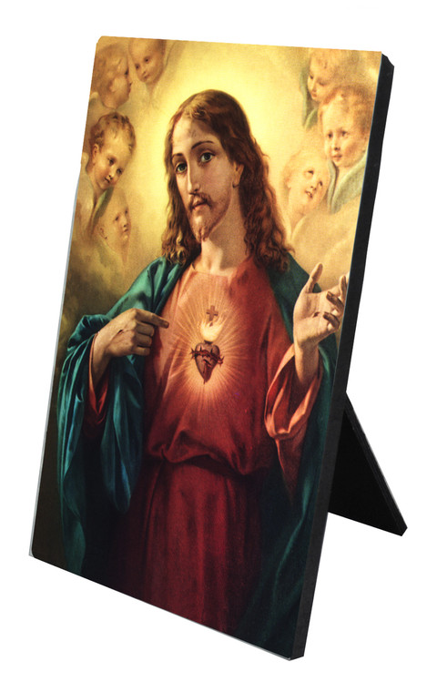 Sacred Heart of Jesus Vertical Desk Plaque