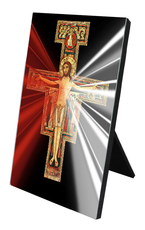 San Damiano Divine Mercy Vertical Desk Plaque