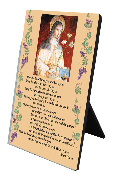 St. Clare's Blessing Vertical Desk Plaque