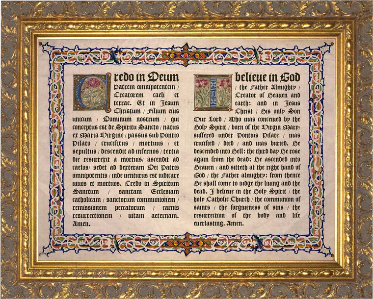 Latin-English Apostles Creed Gold Framed Art