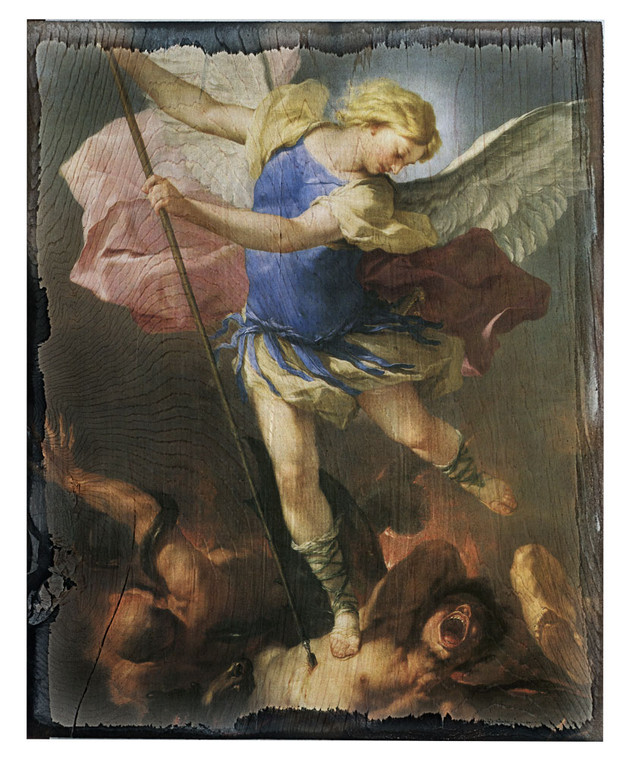 St. Michael Rustic Wood Plaque