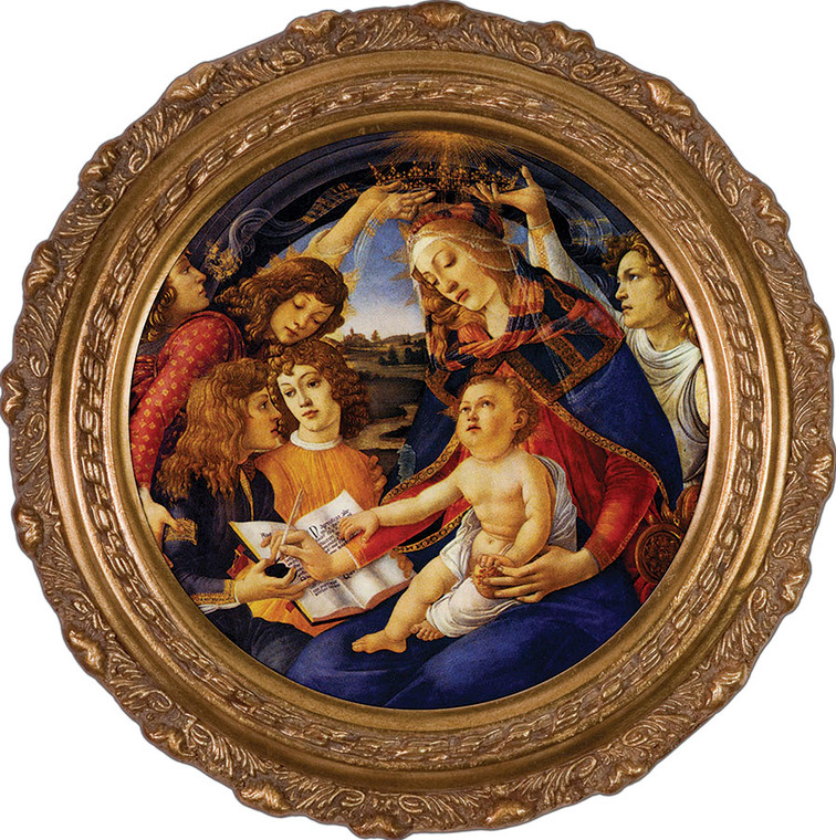 Madonna of the Magnificat - Round Framed Canvas