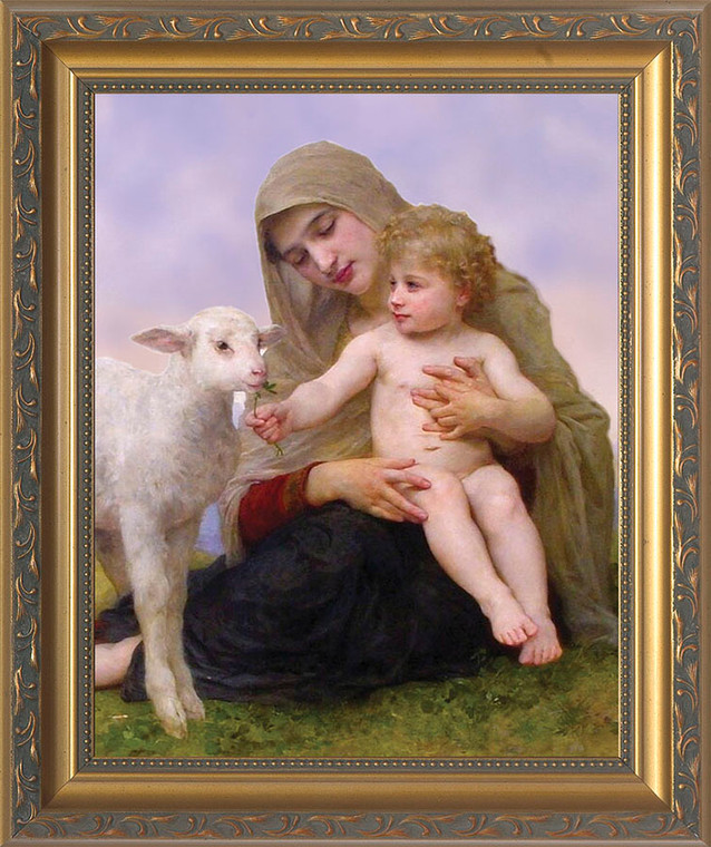 Madonna, Child, and Lamb Framed Art