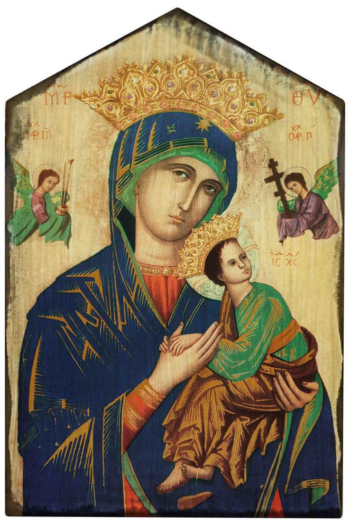 Mother of Perpetual Help Rustic Wood Icon Plaque