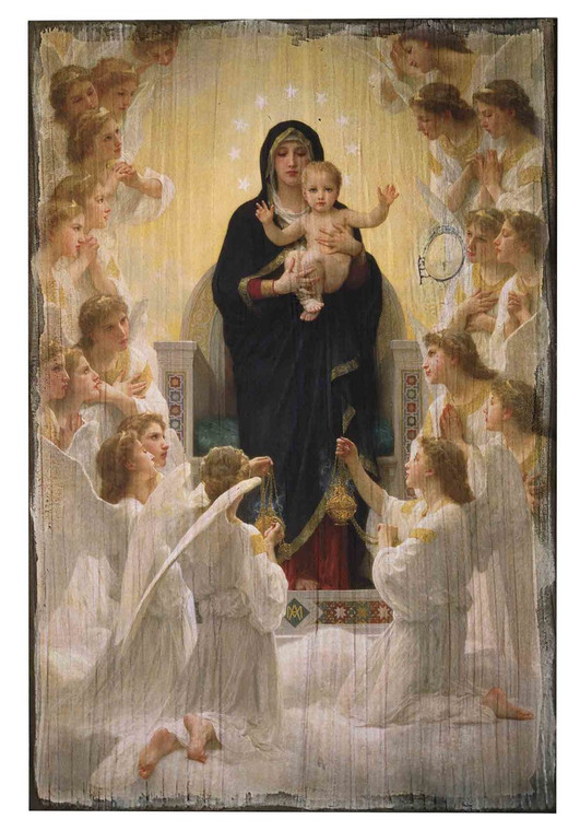 Queen of the Angels Rustic Wood Plaque Queen of the Angels Rustic Wood Plaque