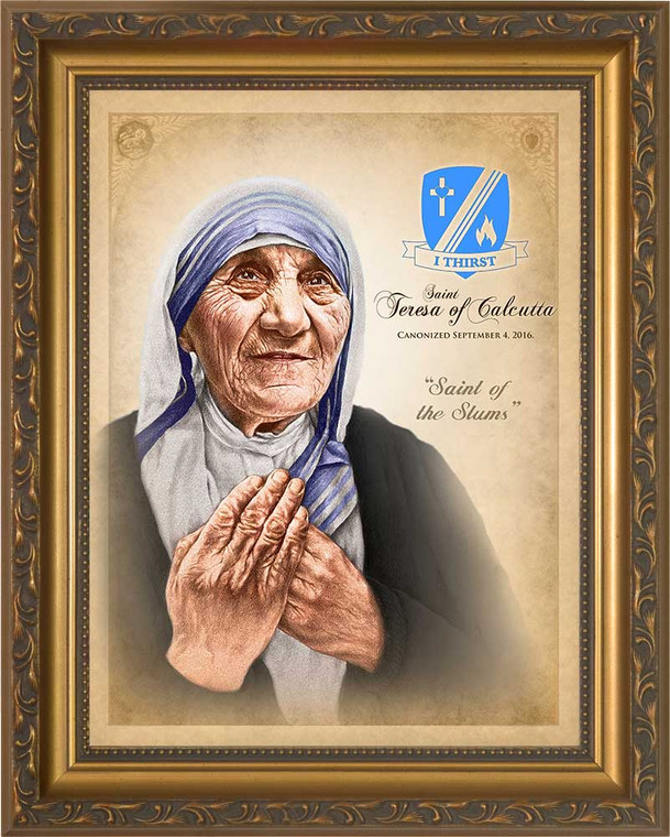 St. Teresa of Calcutta Commemorative Portrait - Gold Framed Art