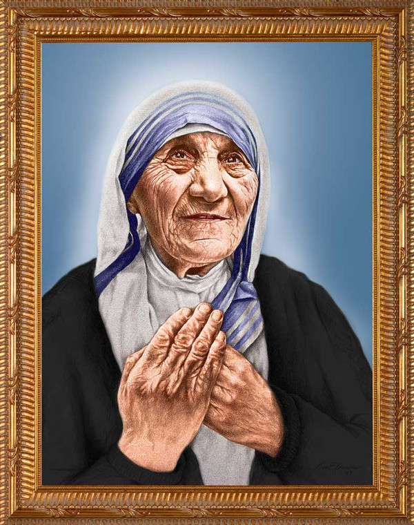 St. Teresa of Calcutta Canonization Portrait - Simple Gold Framed Art