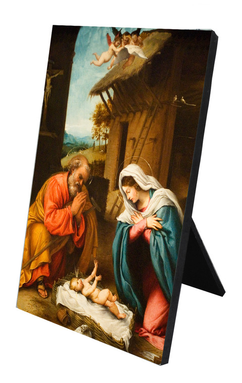 Nativity with Reaching Jesus Vertical Desk Plaque