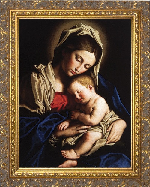 Madonna and Her Child - Ornate Gold Framed Art