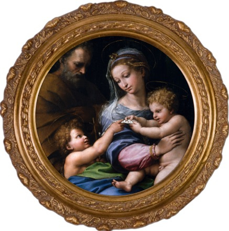 Madonna della Rosa Round Framed Canvas