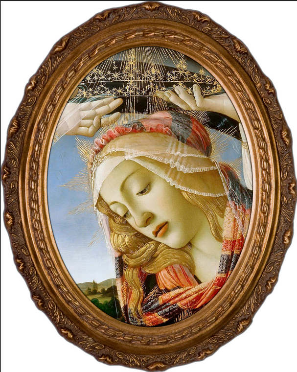 Madonna of the Magnificat (Detail) - Oval Framed Canvas