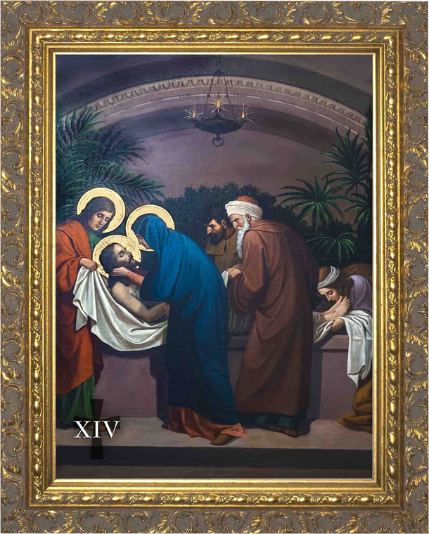 Emmerich Stations of the Cross in Ornate Gold Frames (Set of 14)