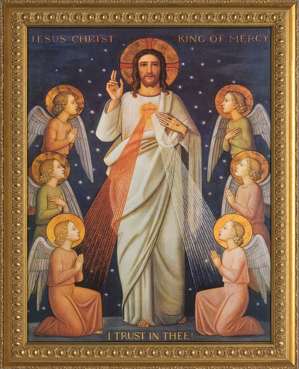 King of Divine Mercy - Ornate Gold Framed Canvas