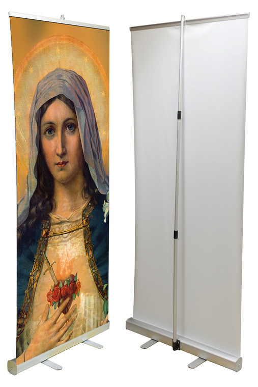 Antique Immaculate Heart Banner Stand
