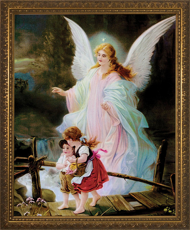 Angel on the Perilous Bridge - Standard Gold Framed Art